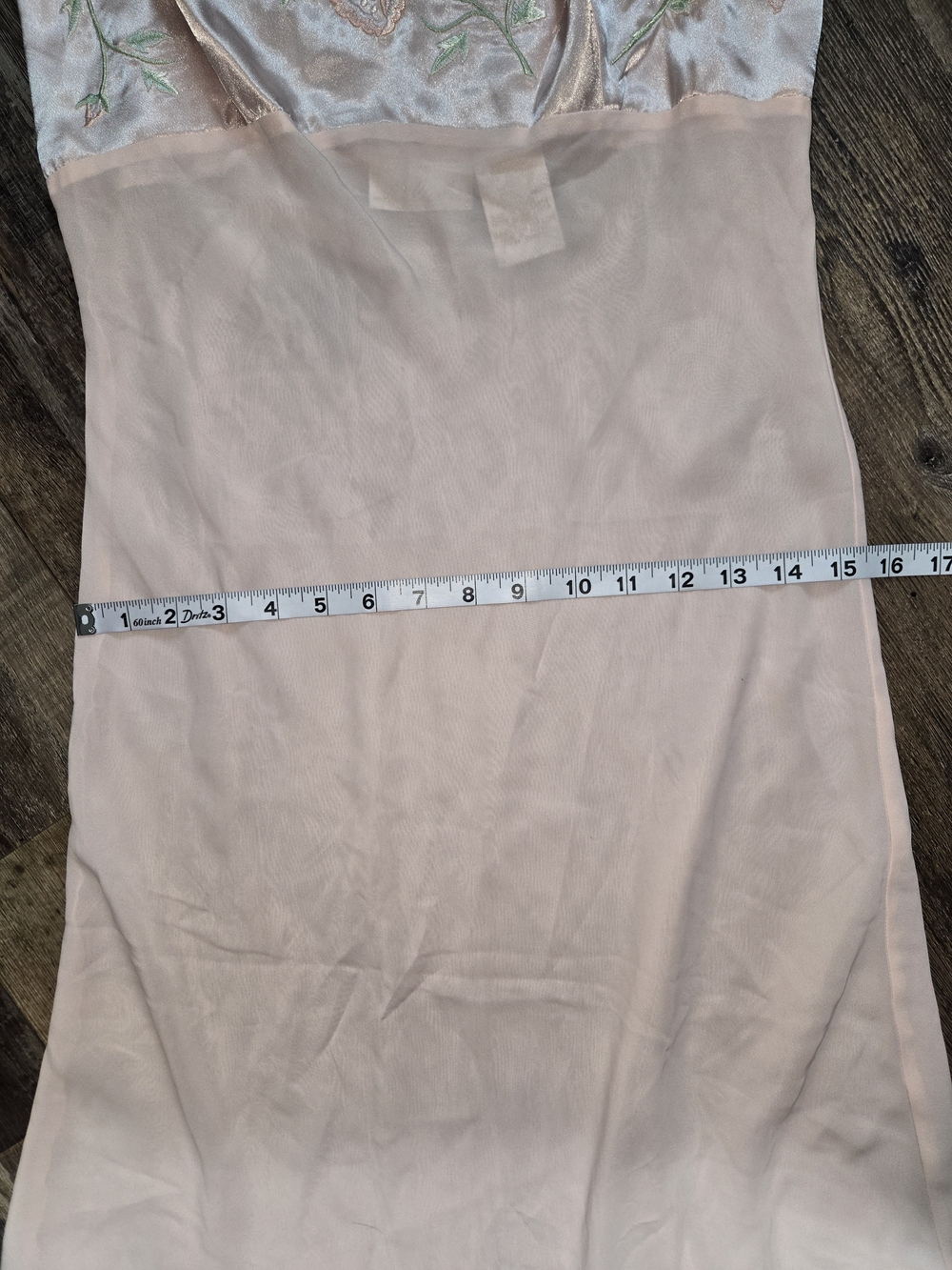 Vintage Delicates Blush Satin Chemise with Embroidered Bust - Picture 7 of 7